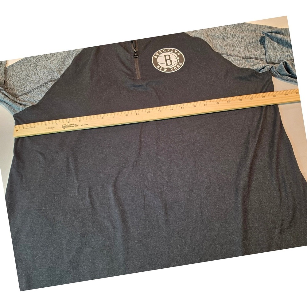 Fanatics Brooklyn Nets Mens 2XL Quarter Zip Pullover Black Gray NBA Basketball - Picture 5 of 9